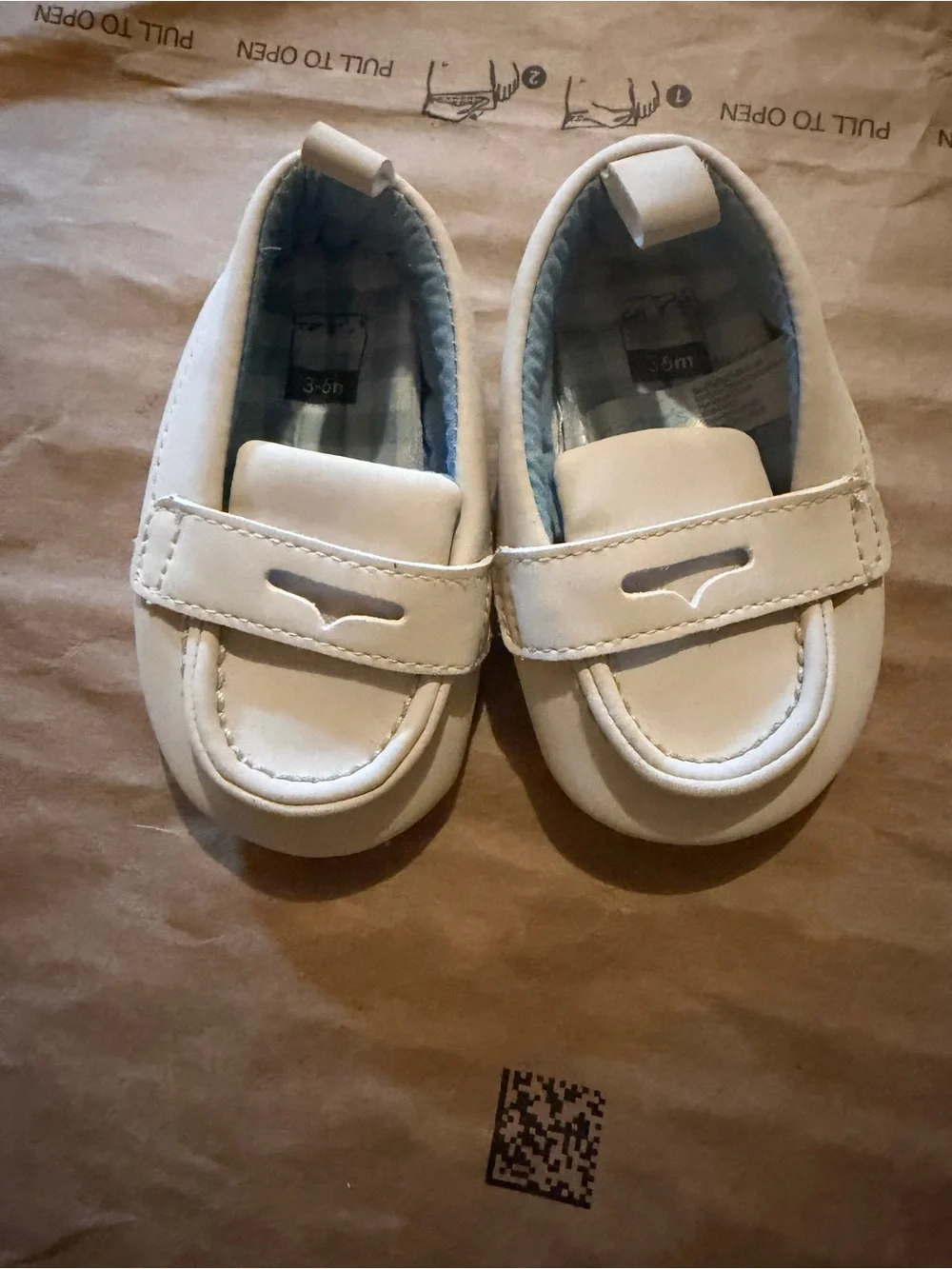 Carter's White Toddlers' Slip-On Dress Shoes with Light Blue Lining